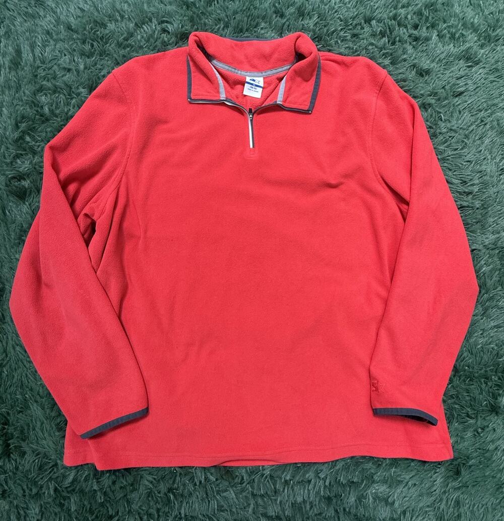 Starter Men's Red Fleece 1/4 Zip Pullover Sweatshirt Size XL (46-48) Vtg 90s